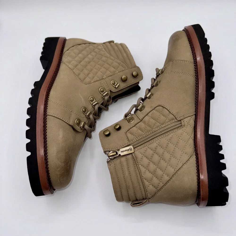 Blondo Helen Boots Women's Size 8.5‎ Brown Quilted Waterproof Leather